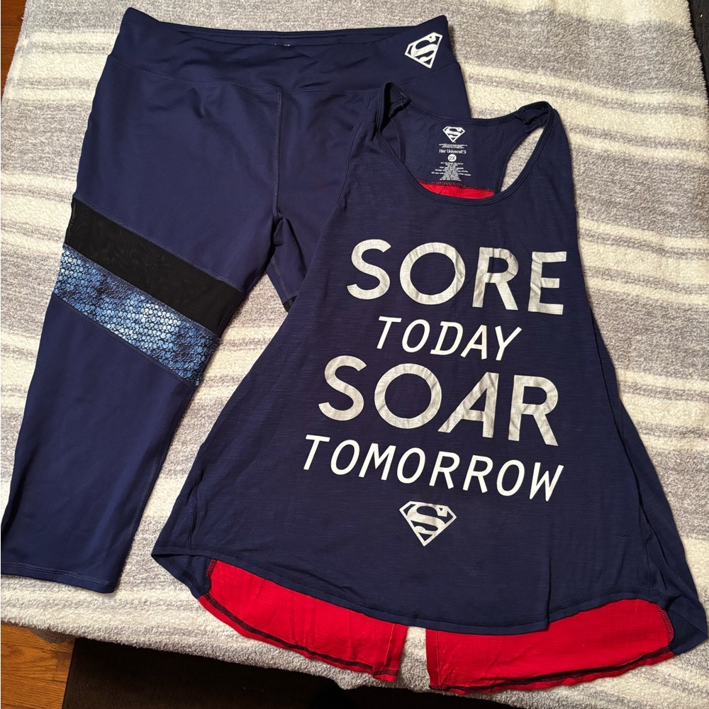 Her Universe Navy Blue & Red Supergirl Tank Top